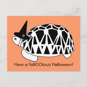 Birmese Star Tortoise Witch Halloween Card (bw) Briefkaart