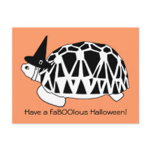 Birmese Star Tortoise Witch Halloween Card (bw)