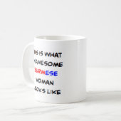 Birmese vrouw, geweldig koffiemok (Voorkant links)