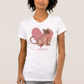 Birmese Waterverf Kat roze hart T-shirt (Voorkant)