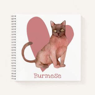 Birmese Waterverf Kat Roze Heart Journal Notitieboek