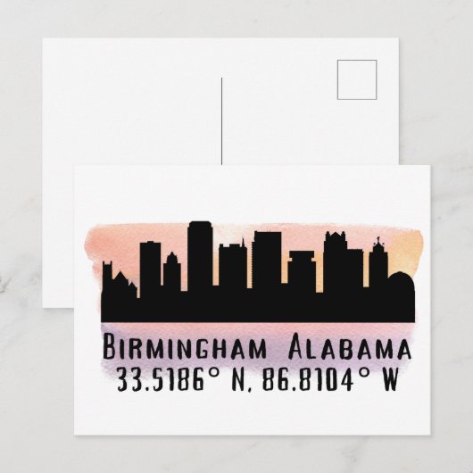 Birmingham AL City Skyline Briefkaart (Voorkant / Achterkant)
