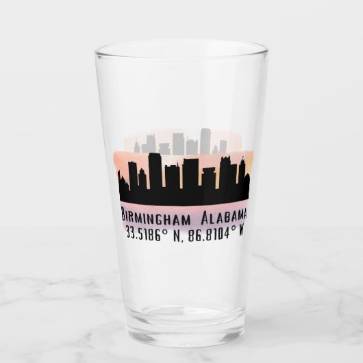Birmingham AL City Skyline Glas (Achterkant)