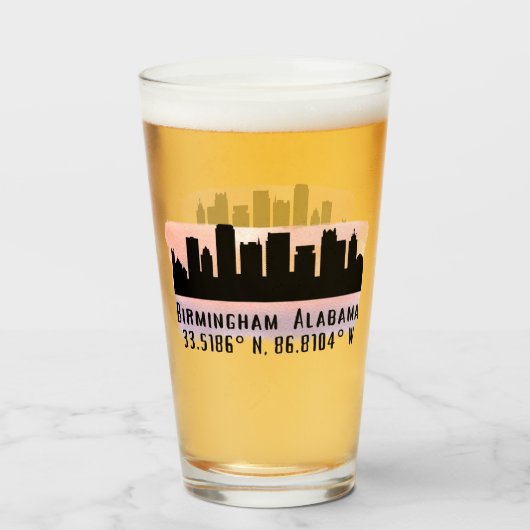 Birmingham AL City Skyline Glas (Voorkant gevuld)