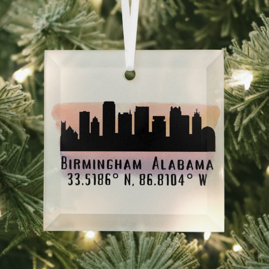 Birmingham AL City Skyline Glass Ornament (Insitu)