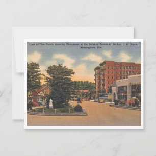 Birmingham AL Five Points uitzicht jaren 40 Briefkaart