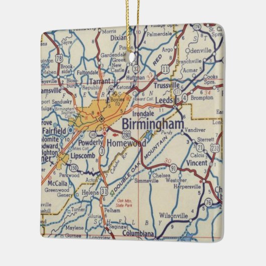 Birmingham AL  Map Keramisch Ornament (Links)