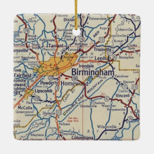 Birmingham AL  Map Keramisch Ornament (Achterkant)