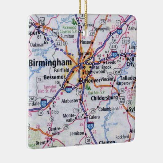 Birmingham AL Map Keramisch Ornament (Rechts)