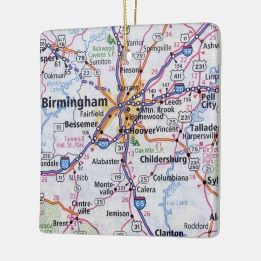Birmingham AL Map Keramisch Ornament (Links)