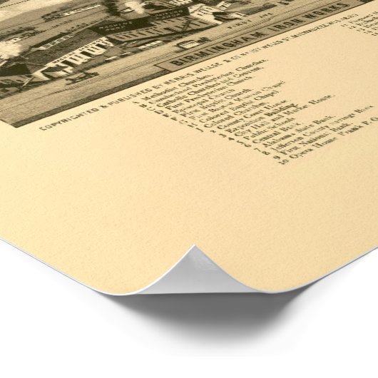 Birmingham, AL Panoramic Map - 1885 Poster (Hoek)