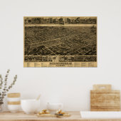 Birmingham, AL Panoramic Map Birds Eye Uitzicht Poster (Keuken)