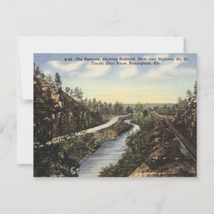 Birmingham AL, The Narrows, Spoorlijn, 1940s Briefkaart