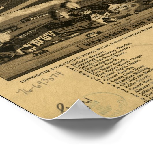 Birmingham Alabama 1885 Panorama Map Poster (Hoek)