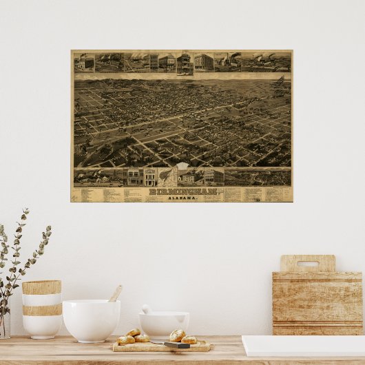 Birmingham Alabama 1885 Panorama Map Poster (Keuken)