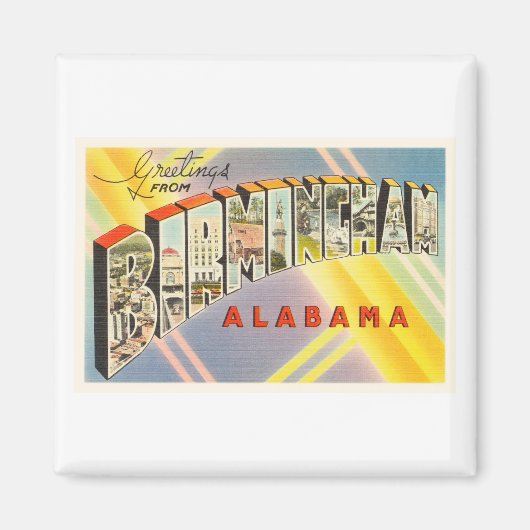 Birmingham Alabama AL Old Vintage Travel Souvenir Magneet (Voorkant)
