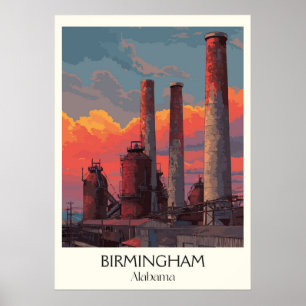 Birmingham Alabama Industrieel Silhouet Poster
