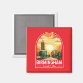 Birmingham Alabama Reis Kunst Embleem Magneet (Voorkant / Achterkant)