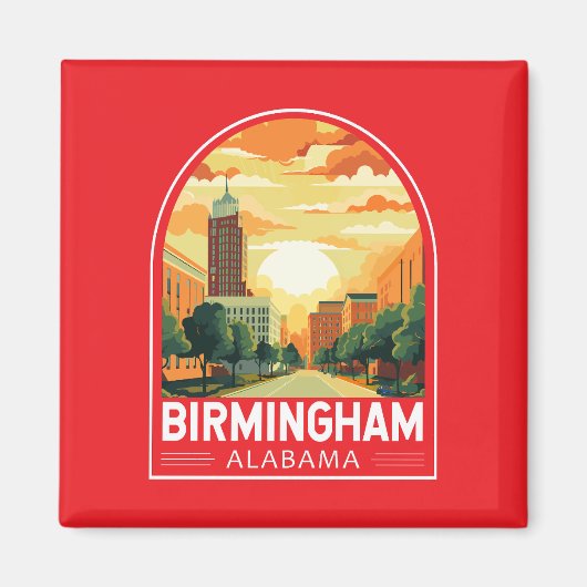 Birmingham Alabama Reis Kunst Embleem Magneet (Voorkant)