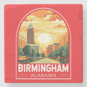 Birmingham Alabama Reis Kunst Embleem Stenen Onderzetter