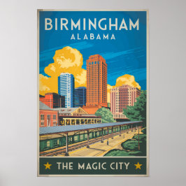 Birmingham Alabama Reis Kunst Vintage Poster