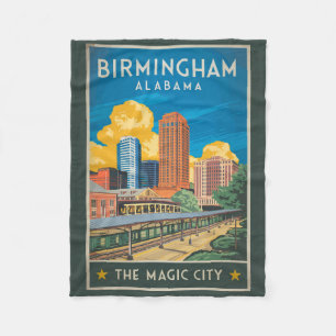 Birmingham Alabama Reizen Kunst Antiek Fleece Deken