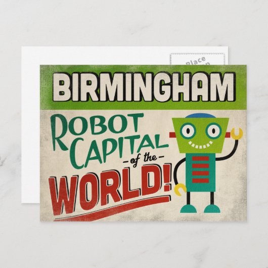 Birmingham Alabama Robot - Funny Briefkaart (Voorkant / Achterkant)