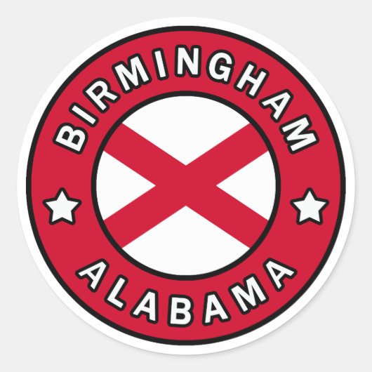 Birmingham Alabama Ronde Sticker (Voorkant)