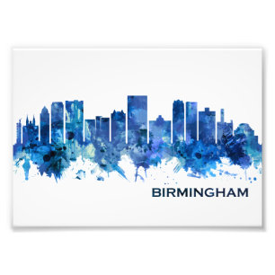 Birmingham Alabama Skyline Blue Foto Afdruk