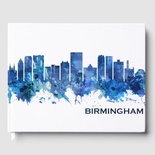Birmingham Alabama Skyline Blue Gastenboek (Voorkant)