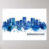 Birmingham Alabama Skyline Blue Poster (Voorkant)