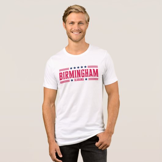 BIRMINGHAM ALABAMA Sterren en strepen Tri-Blend Shirt (Voorkant volledig)
