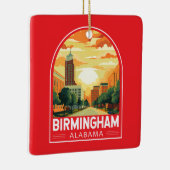 Birmingham Alabama Travel Art Embleem Keramisch Ornament (Rechts)