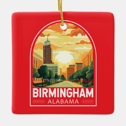 Birmingham Alabama Travel Art Embleem Keramisch Ornament (Voorkant)