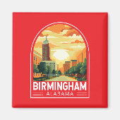 Birmingham Alabama Travel Art Embleem Magneet (Voorkant)