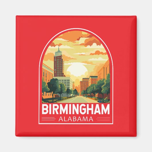 Birmingham Alabama Travel Art Embleem Magneet (Voorkant)