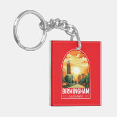 Birmingham Alabama Travel Art Embleem Sleutelhanger (Voorkant Links)