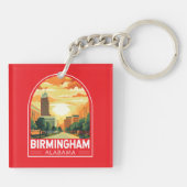 Birmingham Alabama Travel Art Embleem Sleutelhanger (Achterkant)