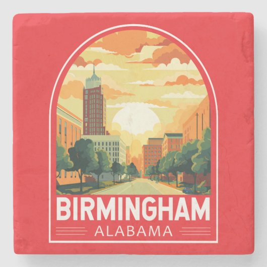 Birmingham Alabama Travel Art Embleem Stenen Onderzetter (Voorkant)