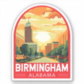 Birmingham Alabama Travel Art Embleem Sticker (Voorkant)