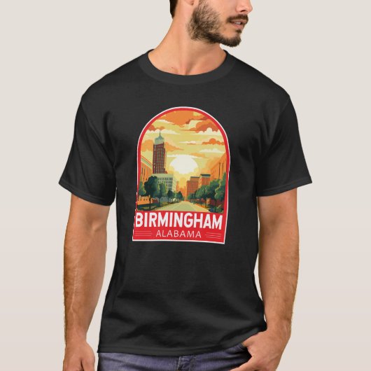 Birmingham Alabama Travel Art Embleem T-shirt (Voorkant)