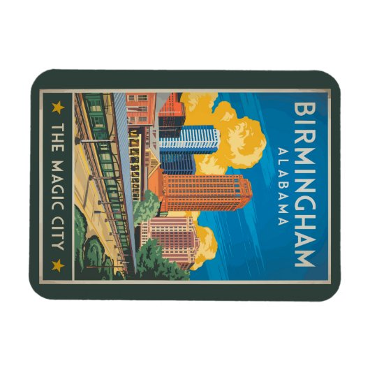 Birmingham Alabama Travel Art Vintage Magneet (Horizontaal)