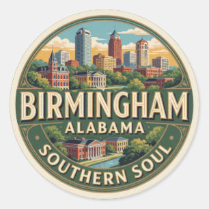 Birmingham Alabama USA stad van burgerrechten reiz Ronde Sticker