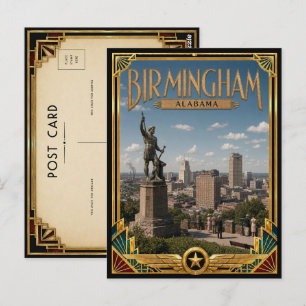 Birmingham Alabama Vintage Art Deco Gouden Tijdper Briefkaart