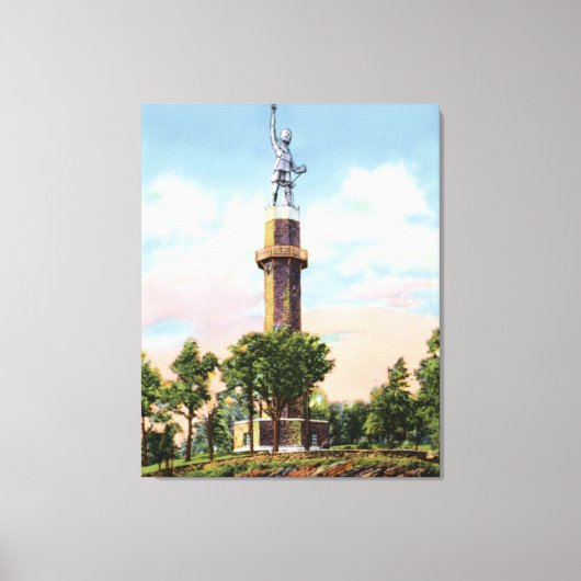 Birmingham Alabama Vulcan op Rode Berg Canvas Afdruk (Voorkant)