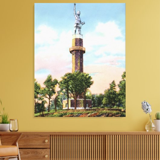 Birmingham Alabama Vulcan op Rode Berg Canvas Afdruk (Insitu (Woonkamer))