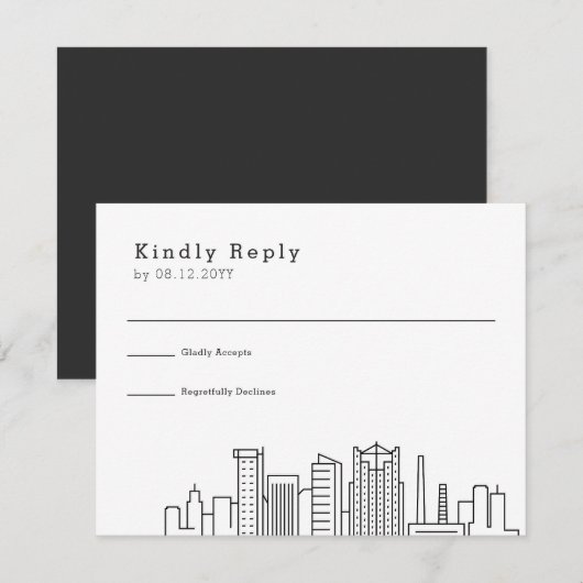 Birmingham bruiloft | Gestileerde Skyline RSVP (Voorkant / Achterkant)