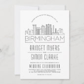 Birmingham bruiloft | Gestileerde Skyline uitnodig Kaart (Voorkant)