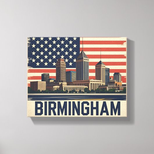 Birmingham City Alabama Silhouette Canvas Afdruk (Voorkant)