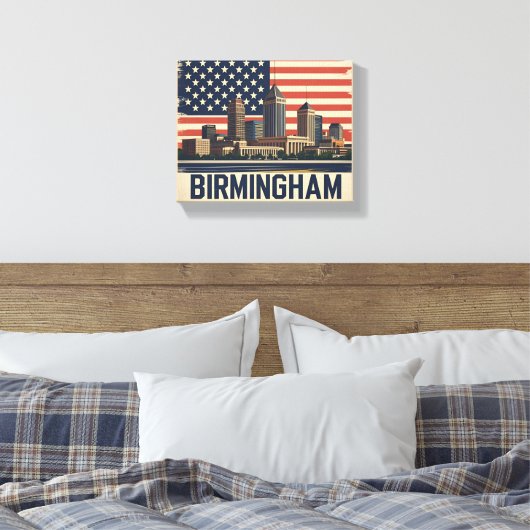 Birmingham City Alabama Skyline Canvas Afdruk (Insitu (Slaapkamer))